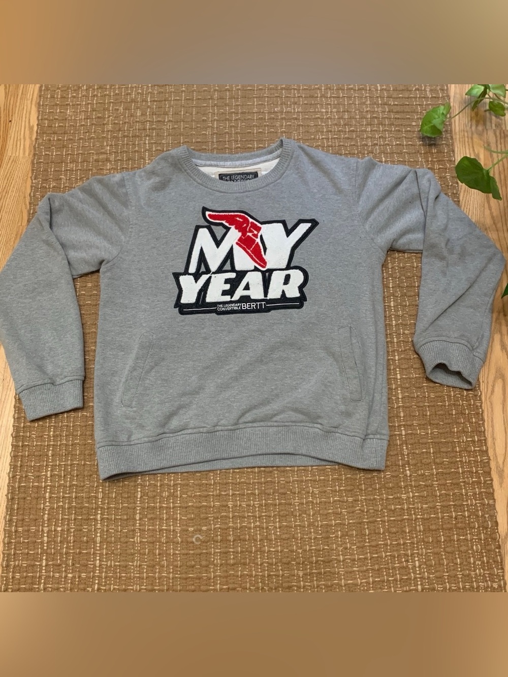 liberty Grey 'My Year' Graphic Sweatshirt with Red Accent